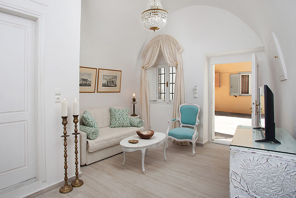 Εσωτερικό Coffee Room Βίλας Φηρά Σαντορίνη | Private Villa Coffee Room Fira Santorini